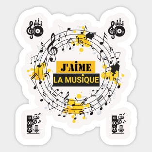 I Love Music In French-J'aime La Musique Sticker